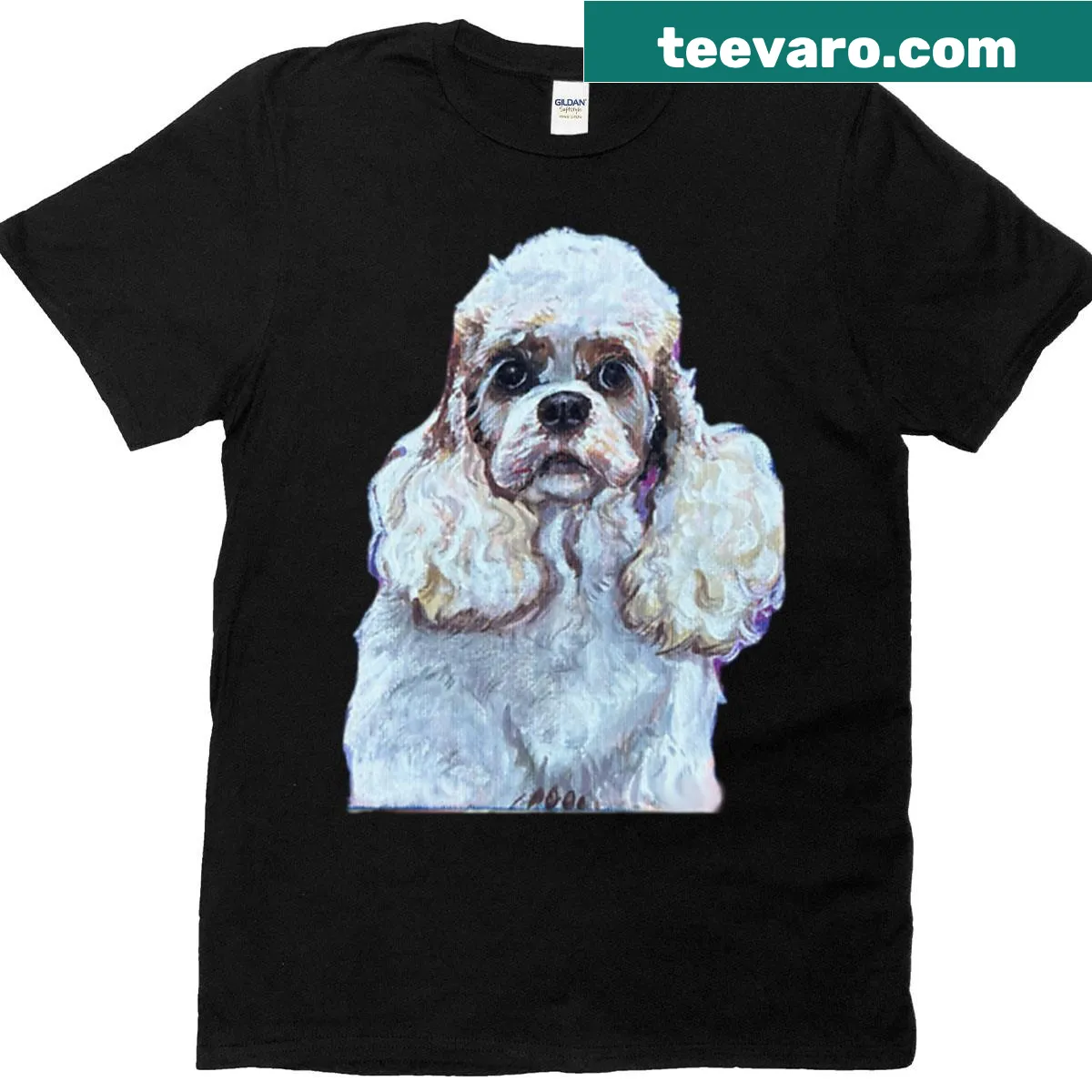 Detailed spaniel portrait illustration on a t-shirt — on a men's t-shirt