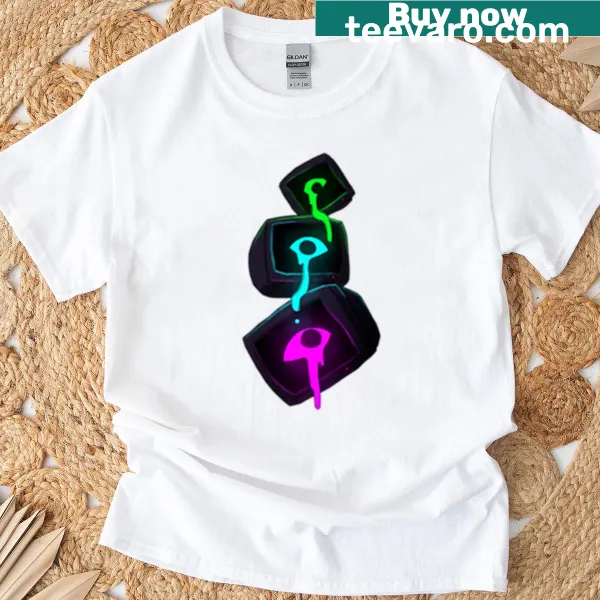 Cartoon design of spooky televisions on T-shirt