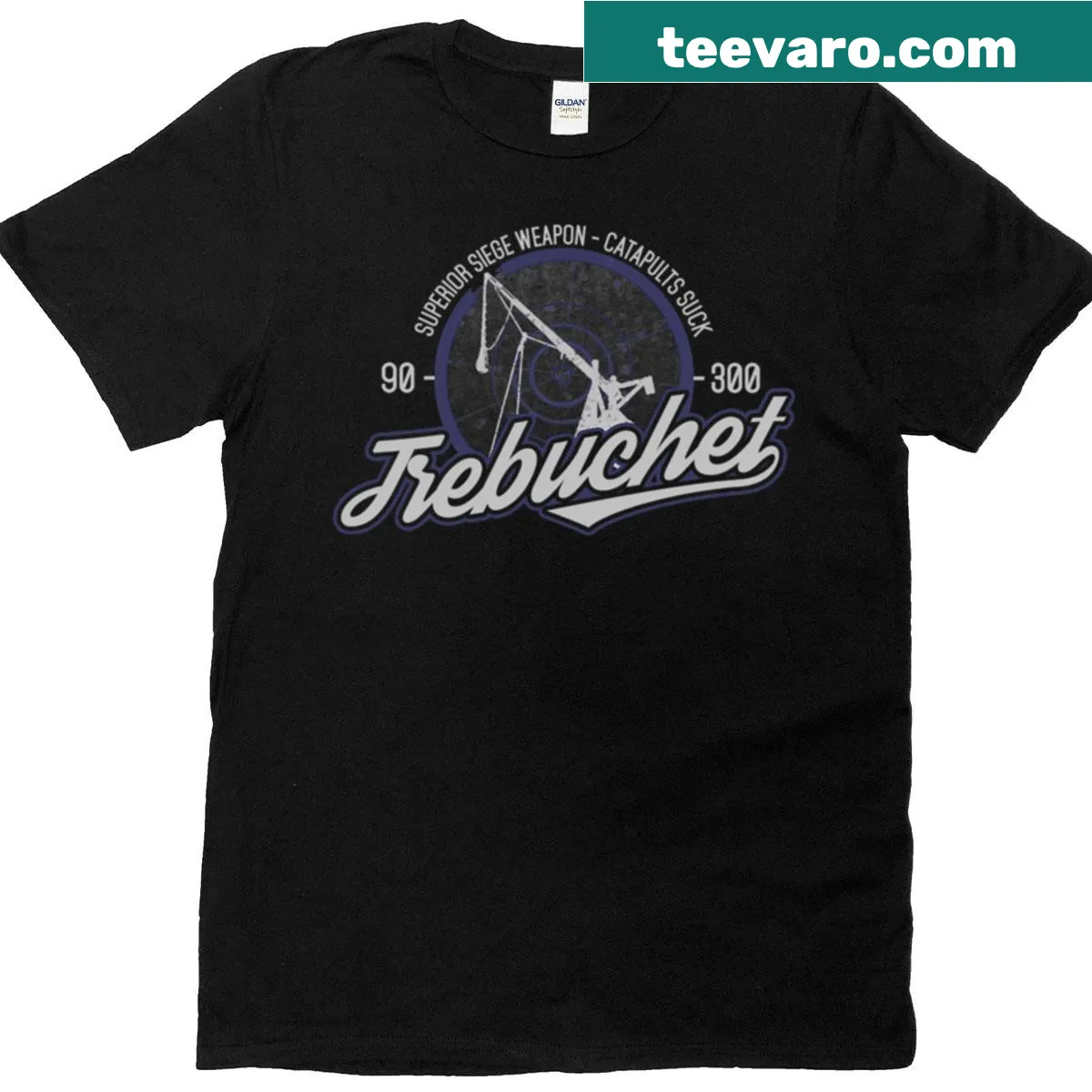 Illustration of a trebuchet on a T-shirt — on a men's t-shirt