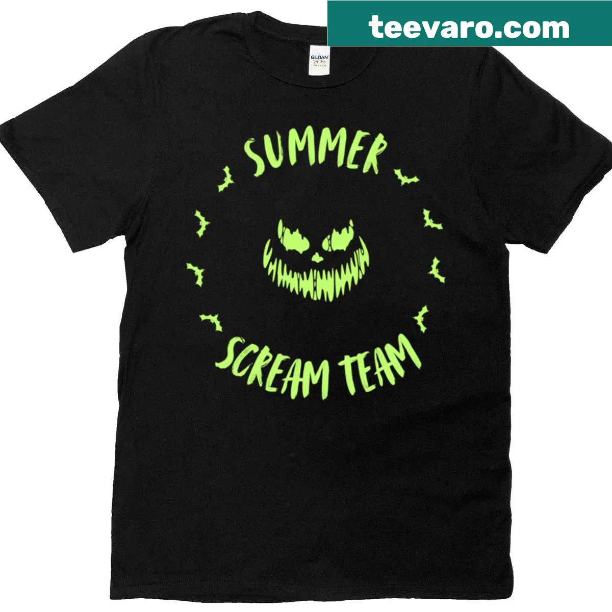 Playful spooky graphic with monsters on a T-shirt — on a men's t-shirt