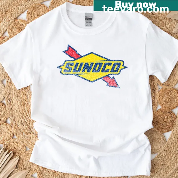 Vintage-style t-shirt with Sunoco Oil logo and soap bubbles