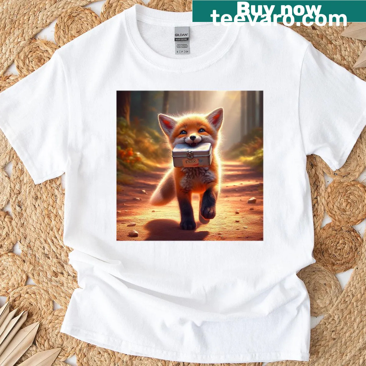 Whimsical T-shirt showcasing snacks and playful characters in the sun — on a men's t-shirt
