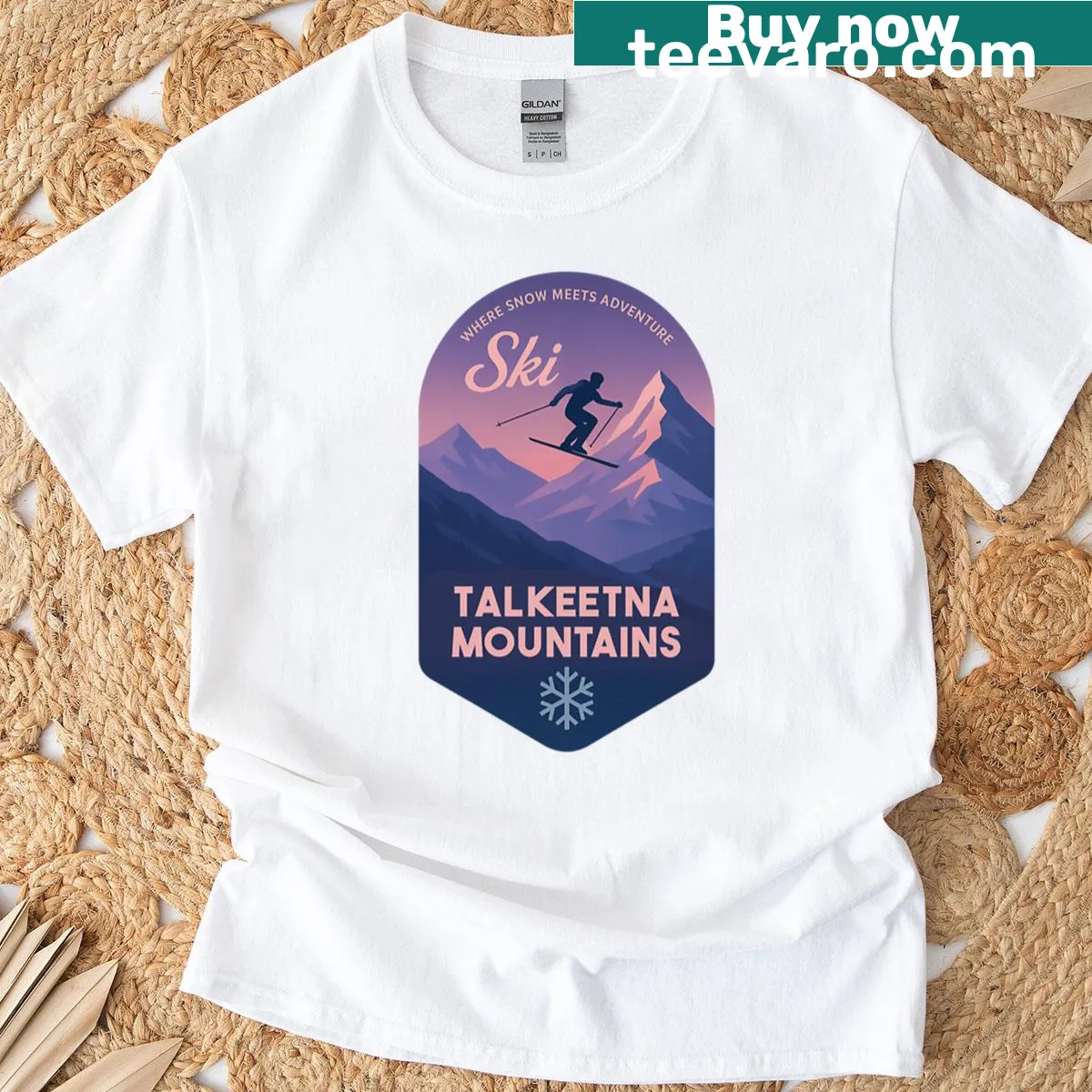 Graphic of Talkeetna Mountain ski resort — on a men's t-shirt