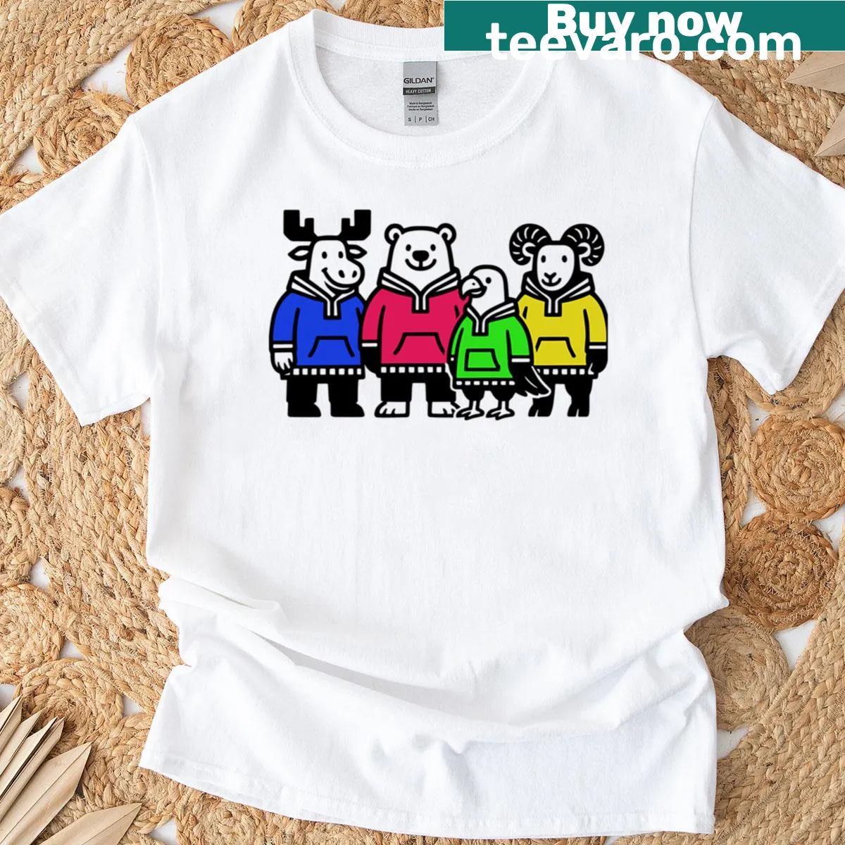 Colorful family matching T-shirt celebrating Team Alaska pride — on a men's t-shirt