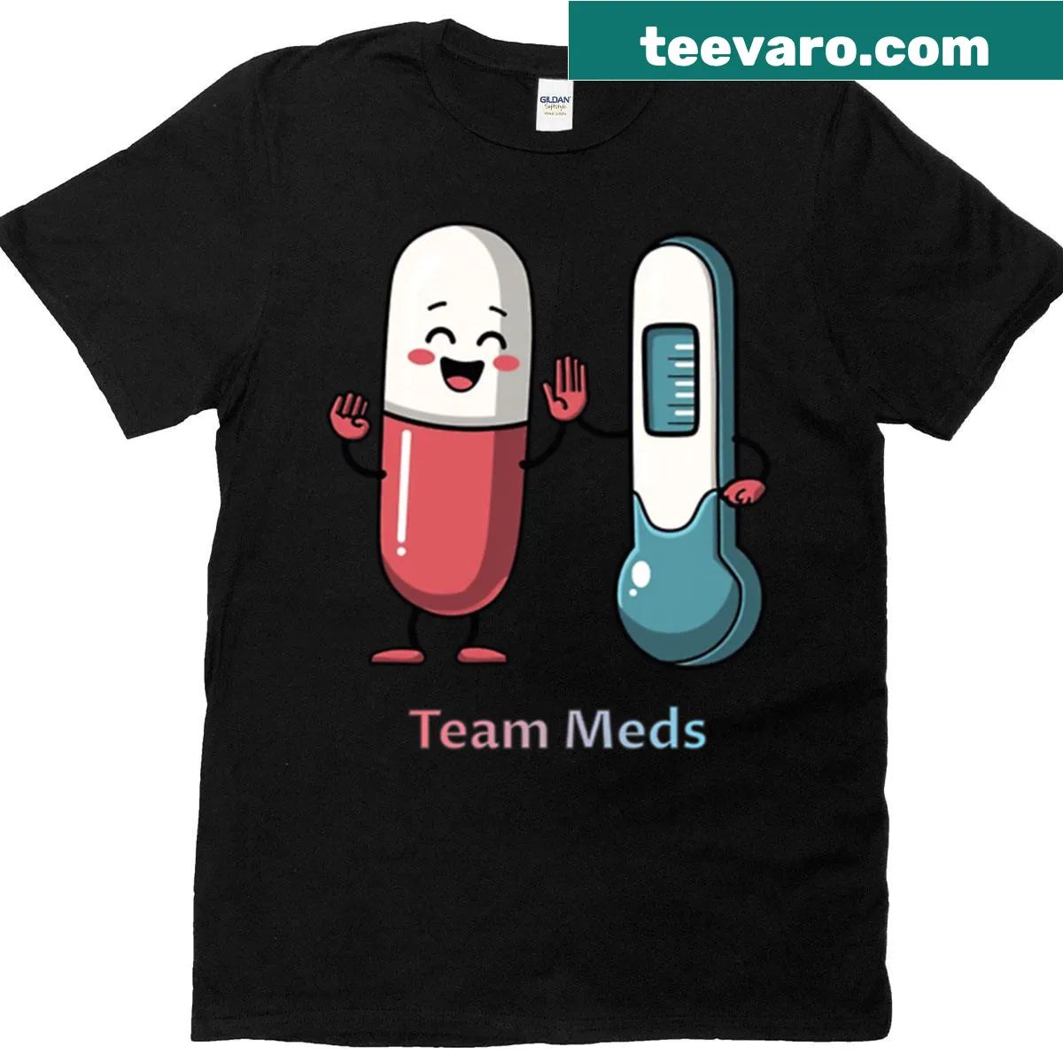 Playful T-shirt with the phrase 'Team Meds' — on a men's t-shirt