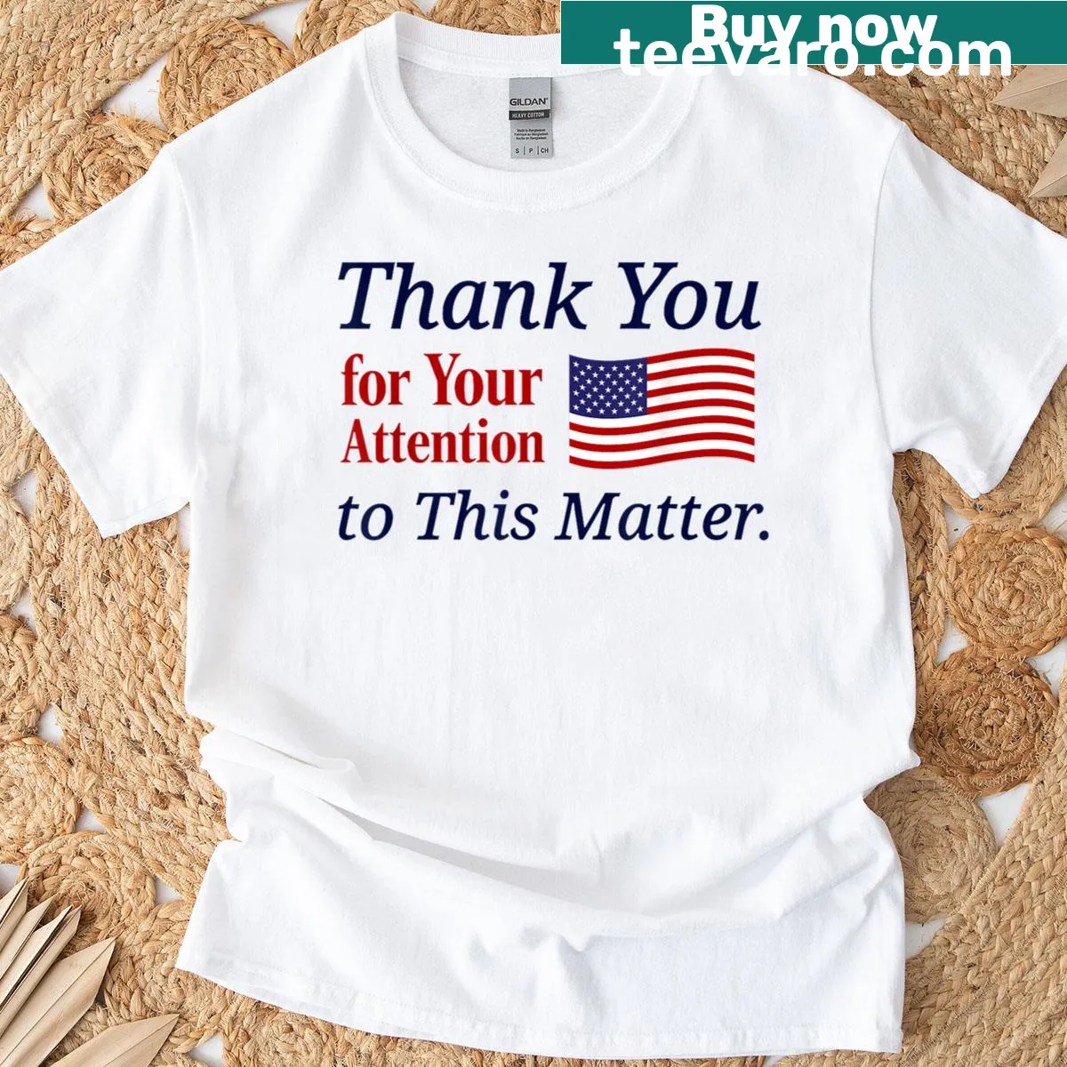 T-shirt featuring American flag with humorous text — on a men's t-shirt