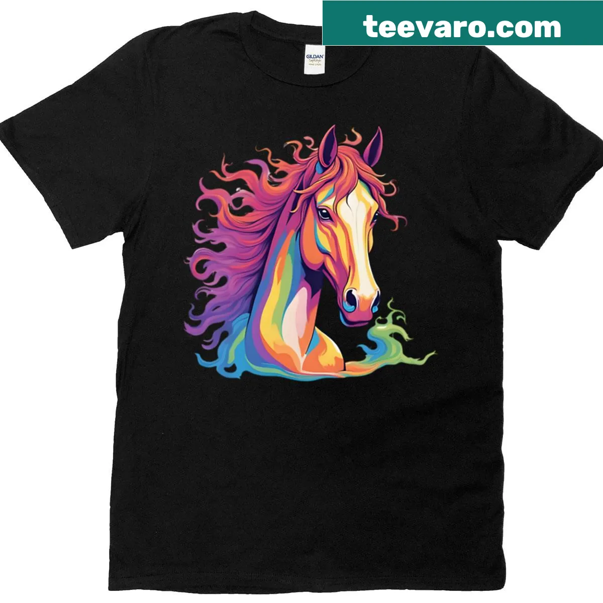 T-shirt with an illustration of a mystical horse — on a men's t-shirt