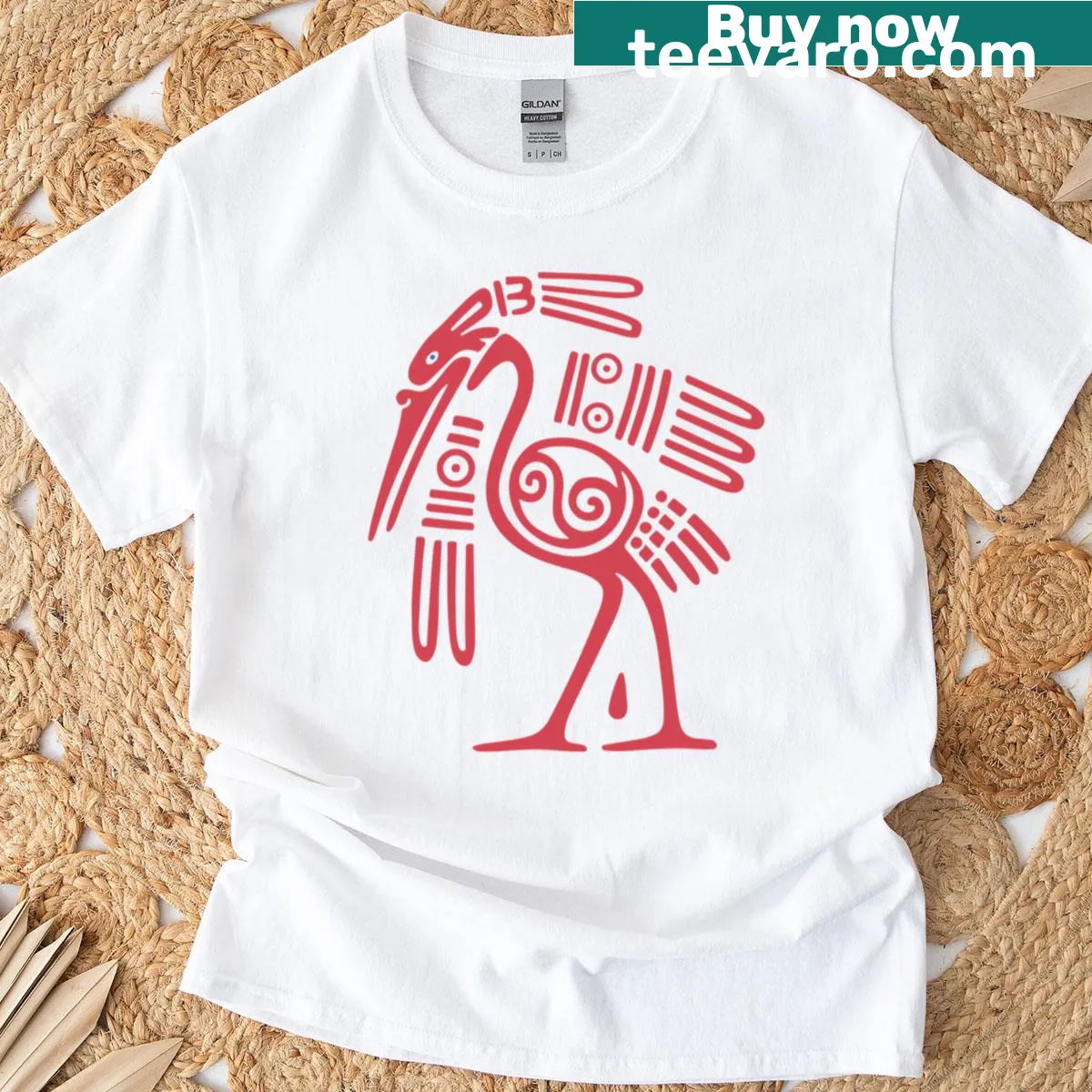 Illustrated stork t-shirt featuring a charming vector design — on a men's t-shirt
