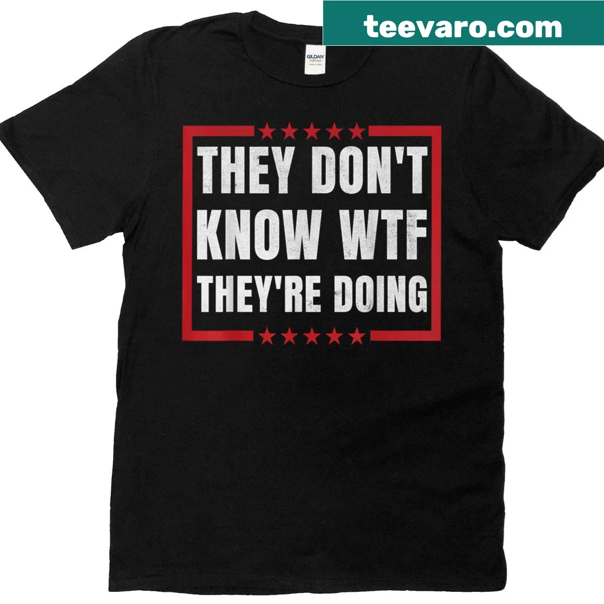 Funny USA quote t-shirt with a humorous patriotic message — on a men's t-shirt