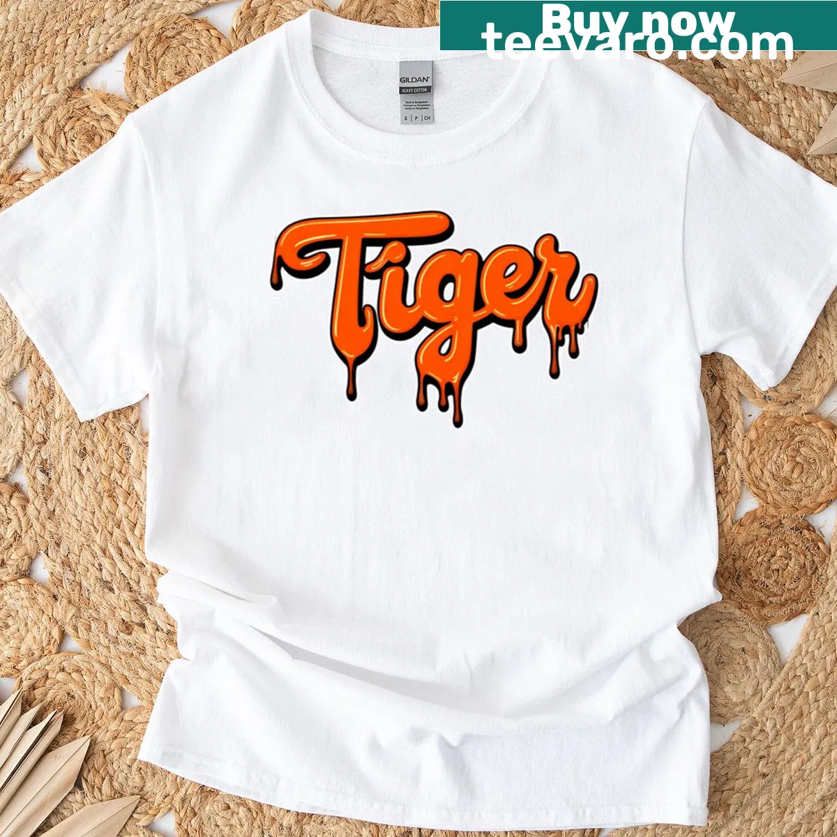 Illustration of a fierce tiger on a t-shirt — on a men's t-shirt
