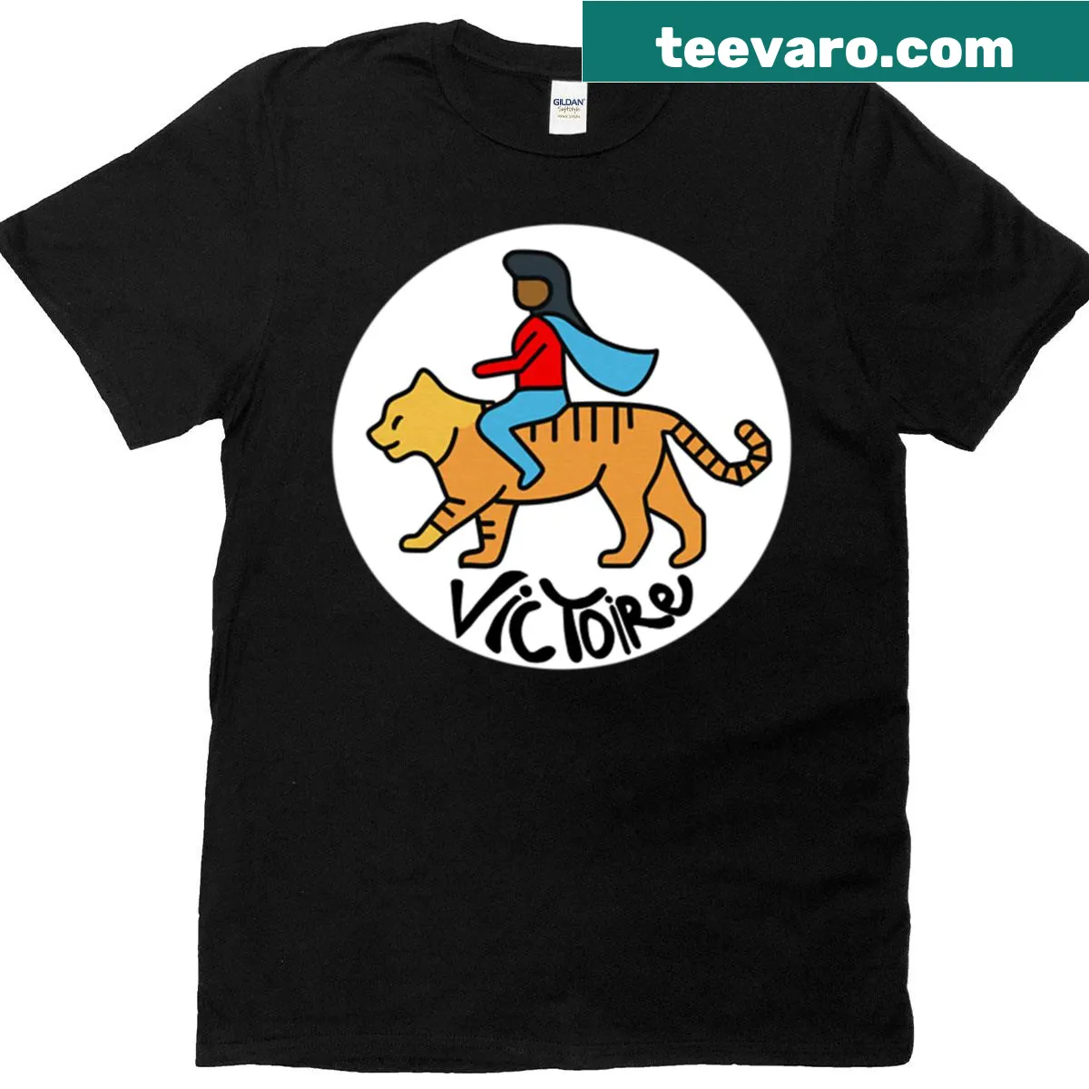 Illustration of a woman and tiger on a T-shirt. — on a men's t-shirt