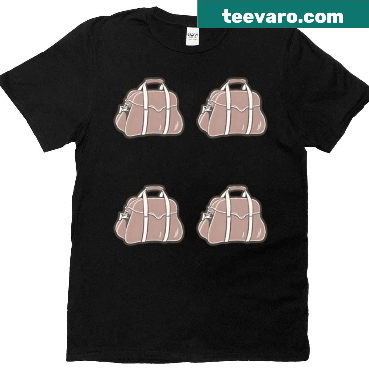 T-shirt with an illustration of a vintage adventurer bag — on a men's t-shirt