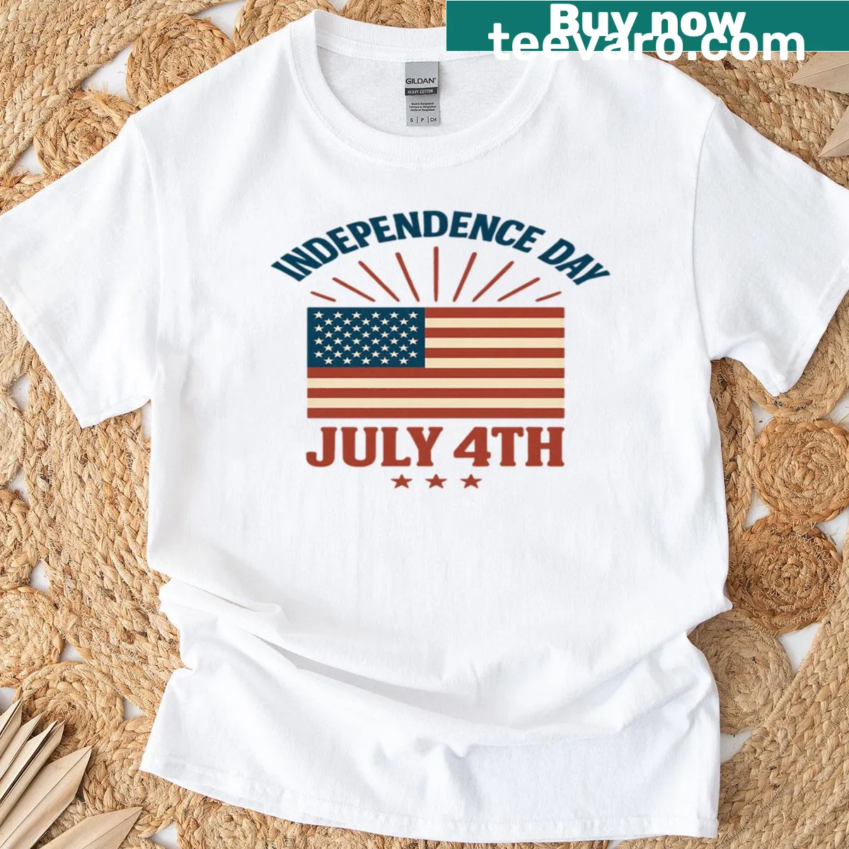 Vintage American flag graphic T-shirt for Independence Day. — on a men's t-shirt