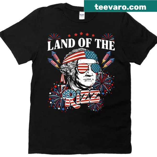 4th of July T-shirt with vintage Land of the Rizz text design.