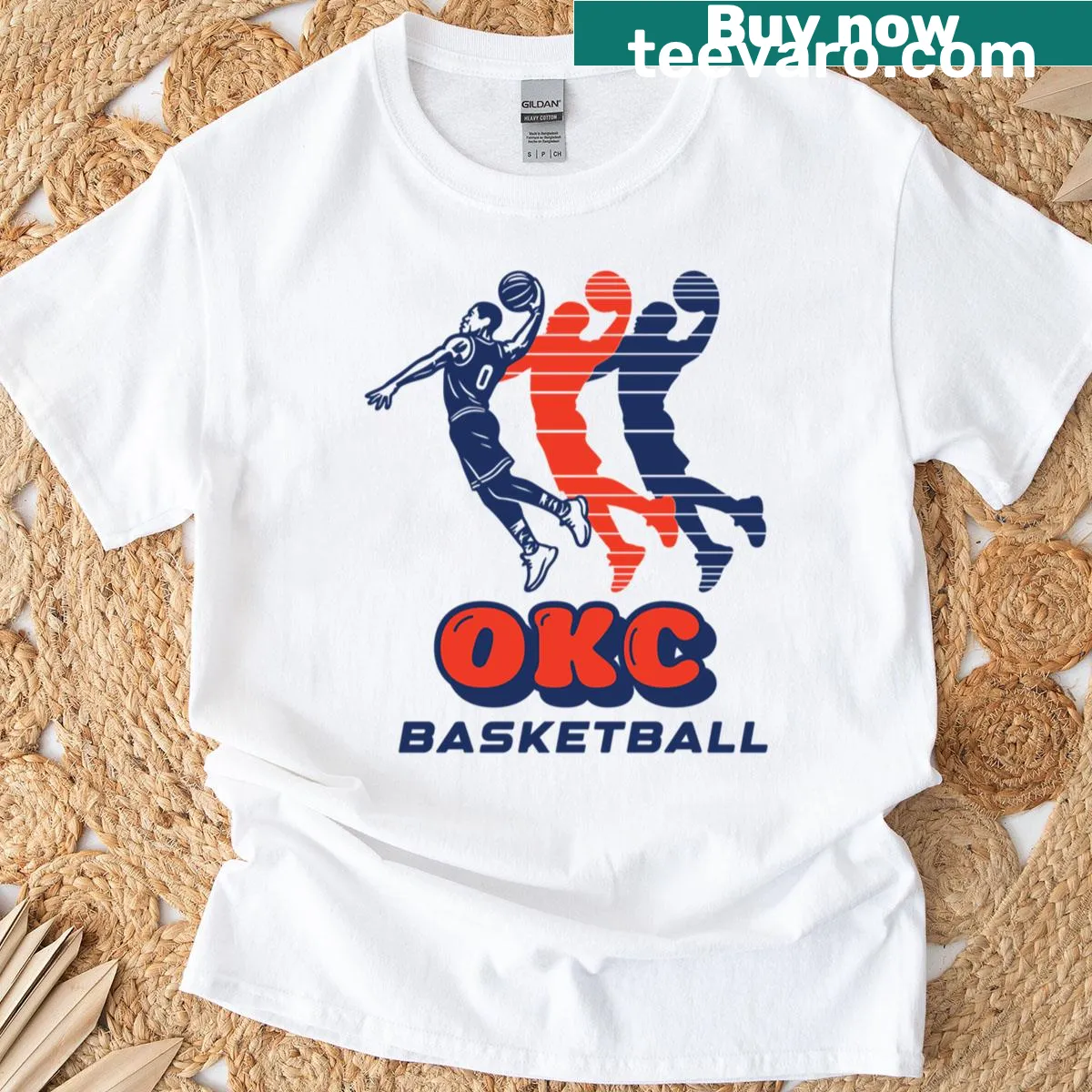 Vintage Westbrook basketball graphic on distressed t-shirt — on a men's t-shirt