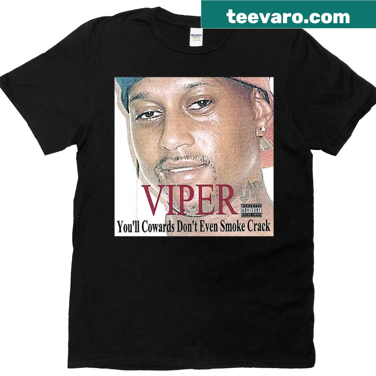 Bold typography T-shirt with edgy phrase — on a men's t-shirt