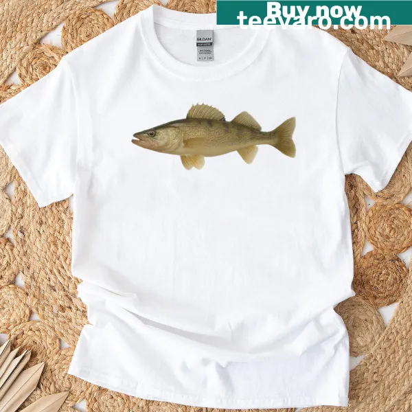 Illustration of a walleye fish on a T-shirt
