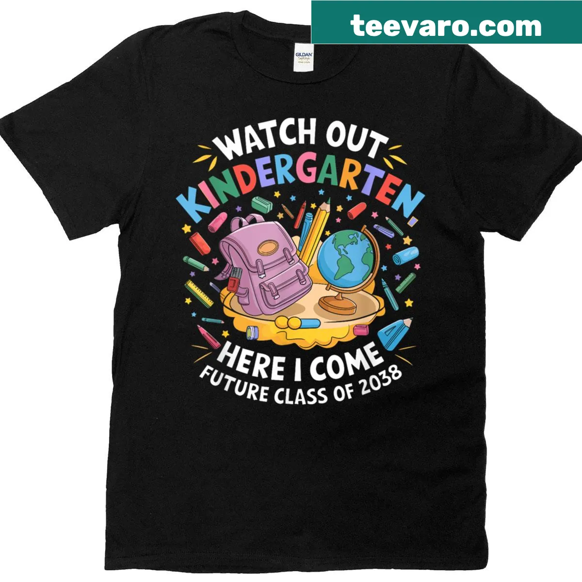 Kids' T-shirt celebrating the start of kindergarten for Class of 2038 — on a men's t-shirt