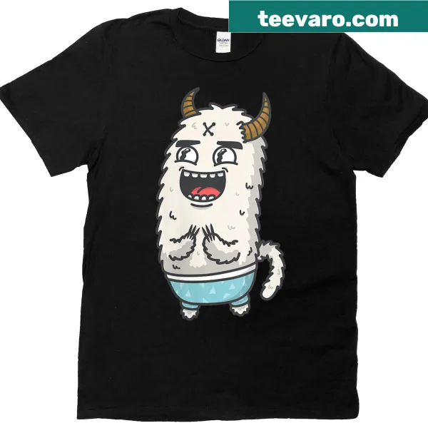 Cute illustration of a yeti in pajamas on T-shirt