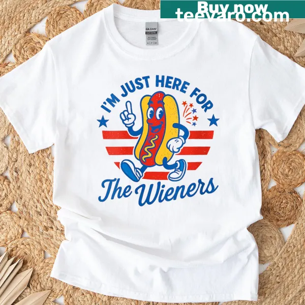 Funny hot dog graphic for Fourth of July T-shirt