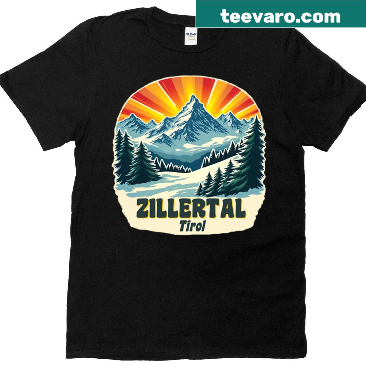 T-shirt celebrating the Zillertal region with a scenic design. — on a men's t-shirt