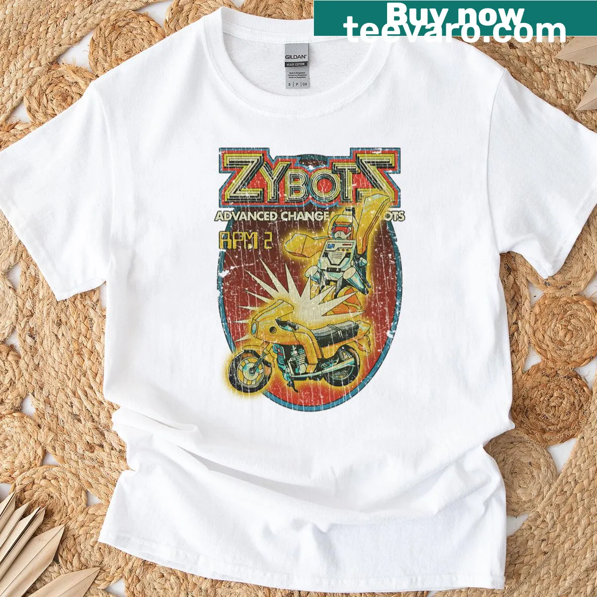 Vintage 1984 Zybots RPM 2 graphic on a T-shirt — on a men's t-shirt