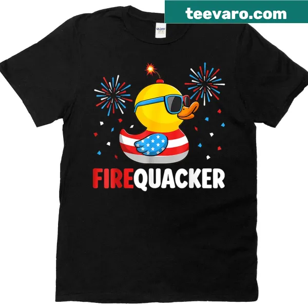 Funny cartoon Duck Firequacker t-shirt for 4th of July