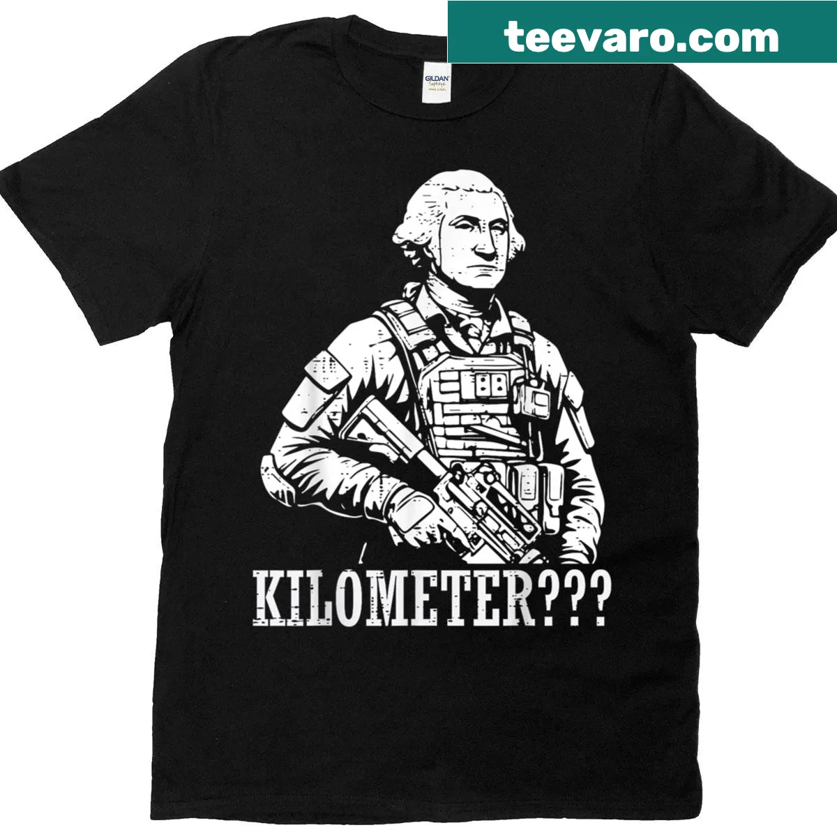 Funny George Washington meme graphic on Fourth of July t-shirt — on a men's t-shirt