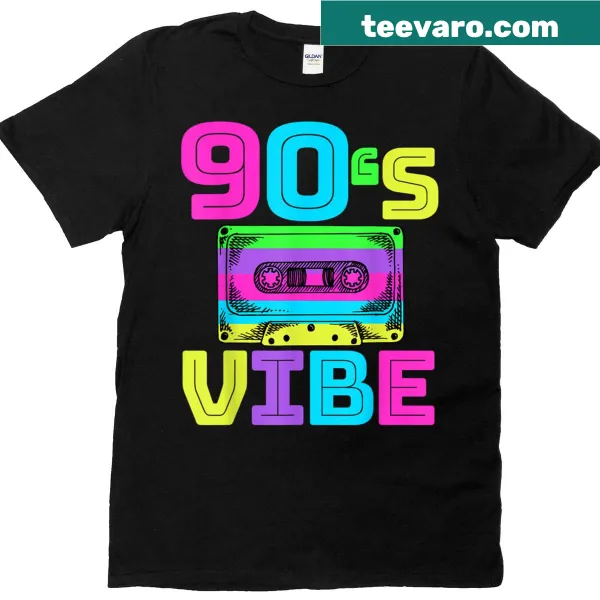 Retro 90s music themed graphic on a t-shirt