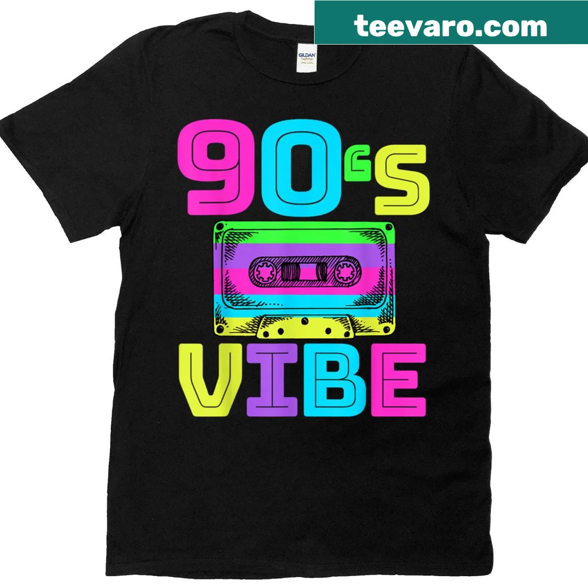 Retro 90s music themed graphic on a t-shirt — on a men's t-shirt