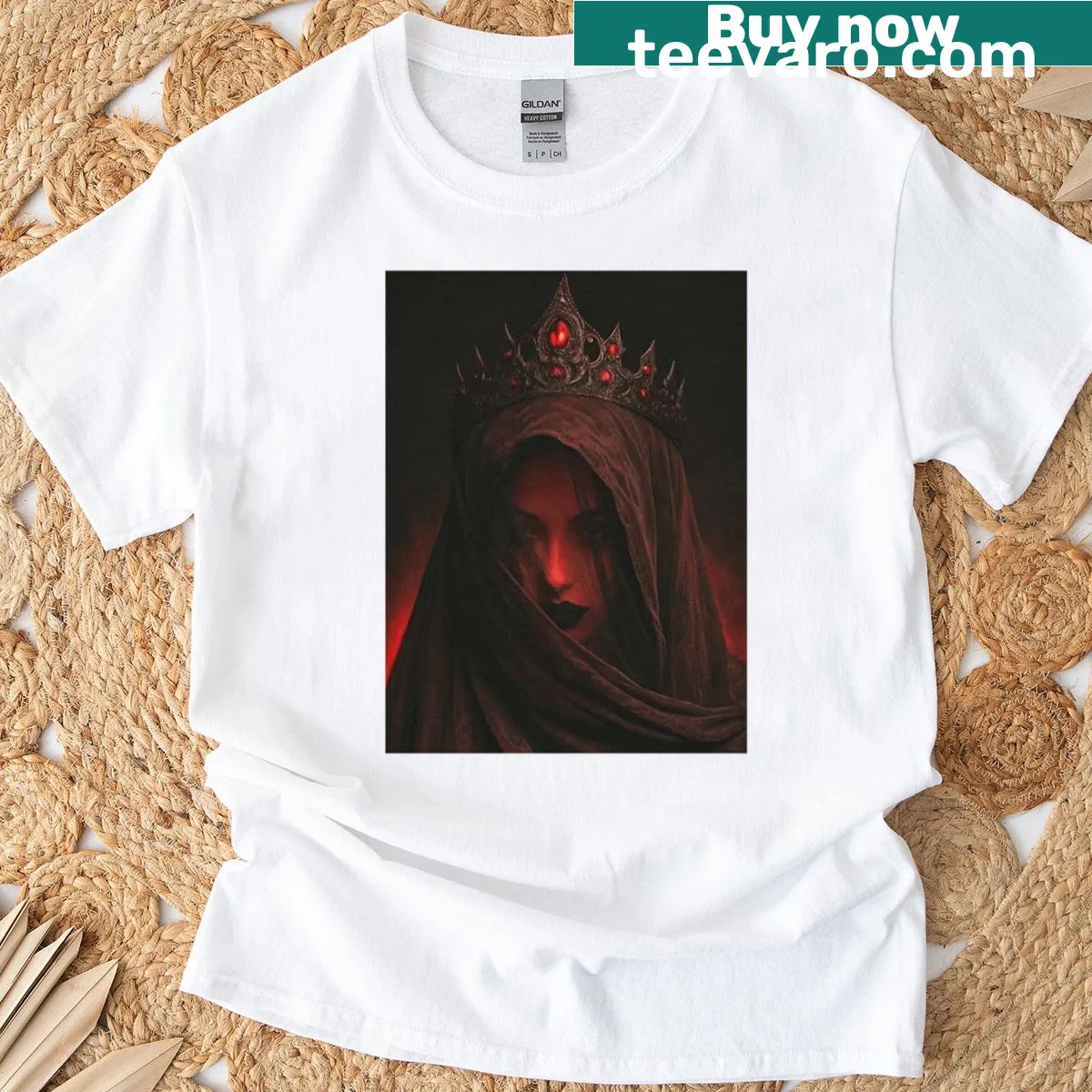 Illustration of a veiled queen on a T-shirt — on a men's t-shirt