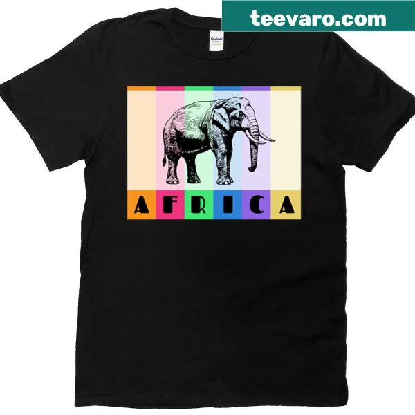 Illustration of an elephant with stripes on a t-shirt