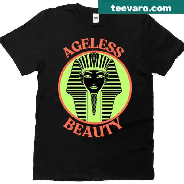 Typography graphic with 'Ageless Beauty' on a t-shirt