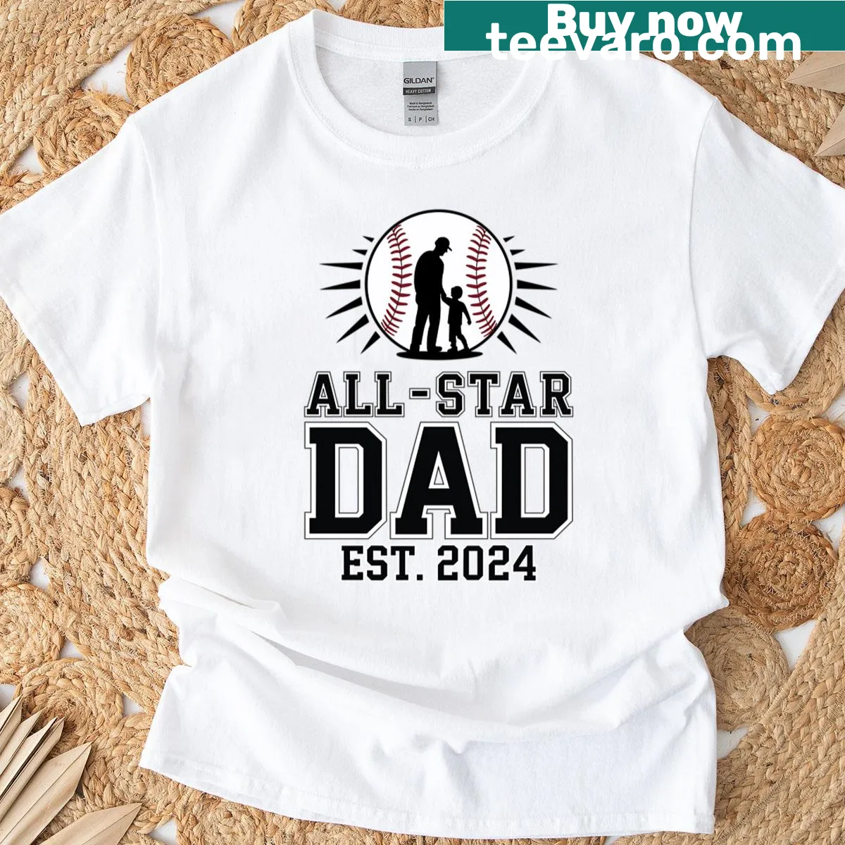 All-star Dad graphic T-shirt with 'Est 2024' text — on a men's t-shirt