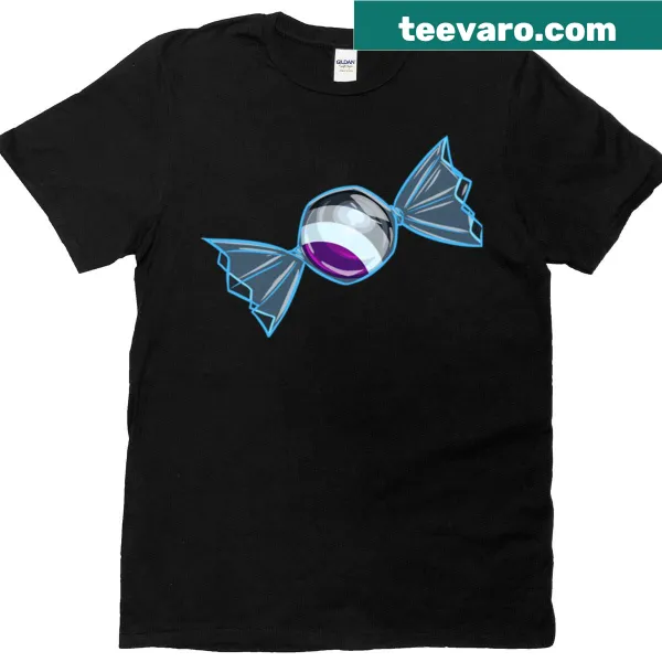 T-shirt with 'Asexual Candy' in playful typography