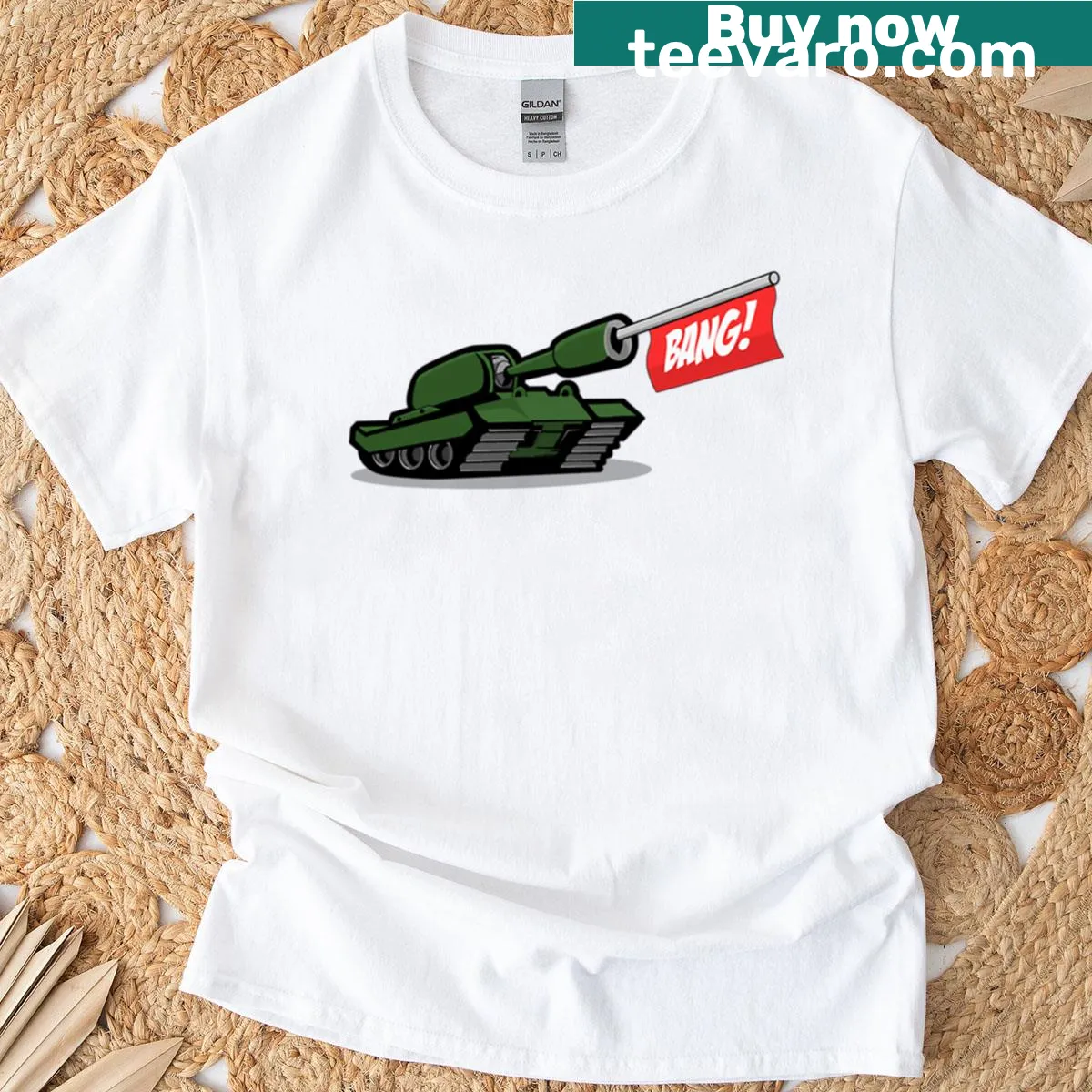 Bang Tank graphic T-shirt design — on a men's t-shirt