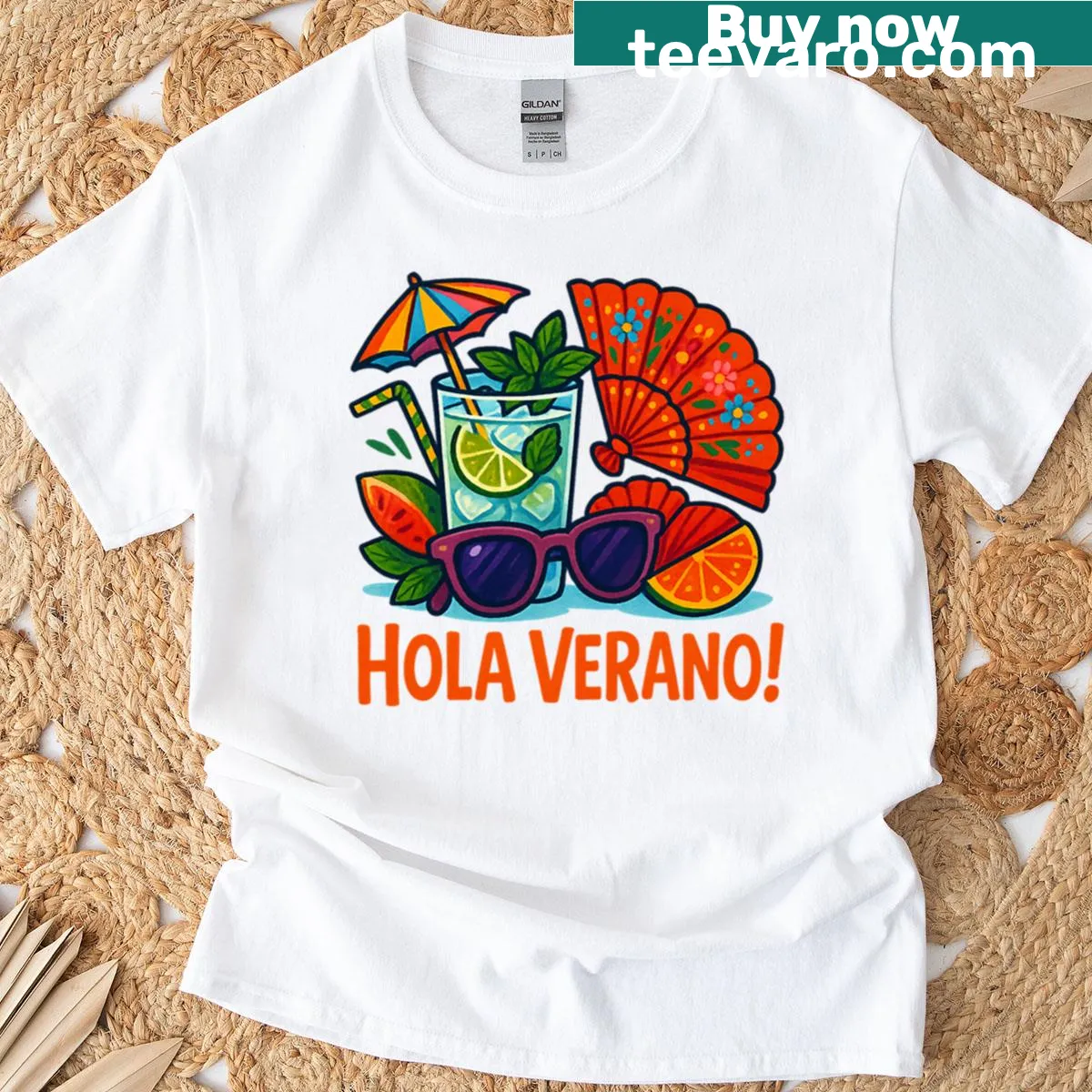 Barcelona-themed summer graphic on a t-shirt — on a men's t-shirt