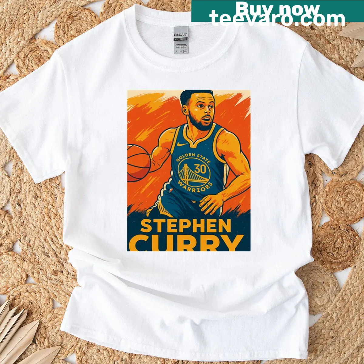T-shirt featuring Stephen Curry's name in bold typography — on a men's t-shirt