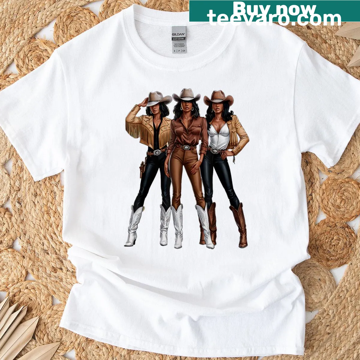Western-themed T-shirt celebrating cowgirl culture and Juneteenth — on a men's t-shirt