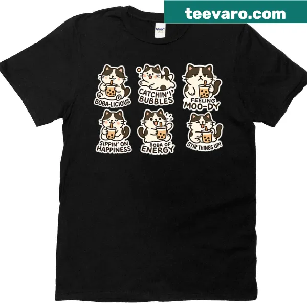 Cartoon T-shirt with 'Moo Moo-d For Boba' text