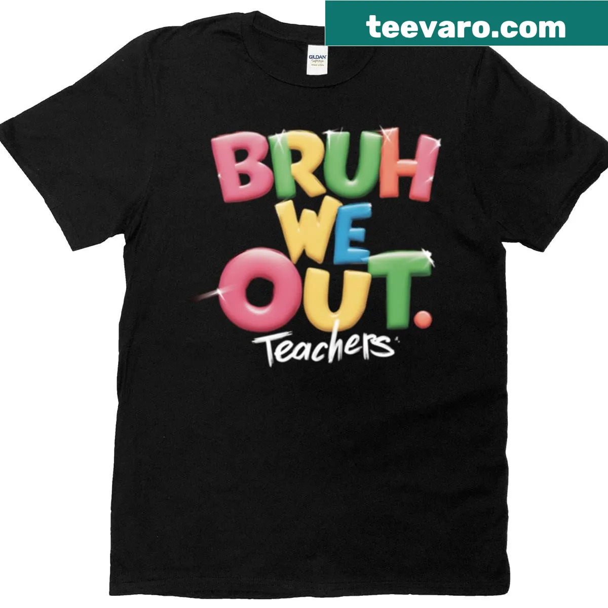 Funny retro t-shirt with 'Bruh We Out' slogan for teachers — on a men's t-shirt