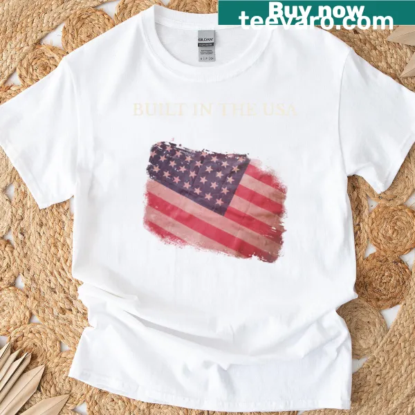 Bold typography t-shirt that reads 'Built In The USA'