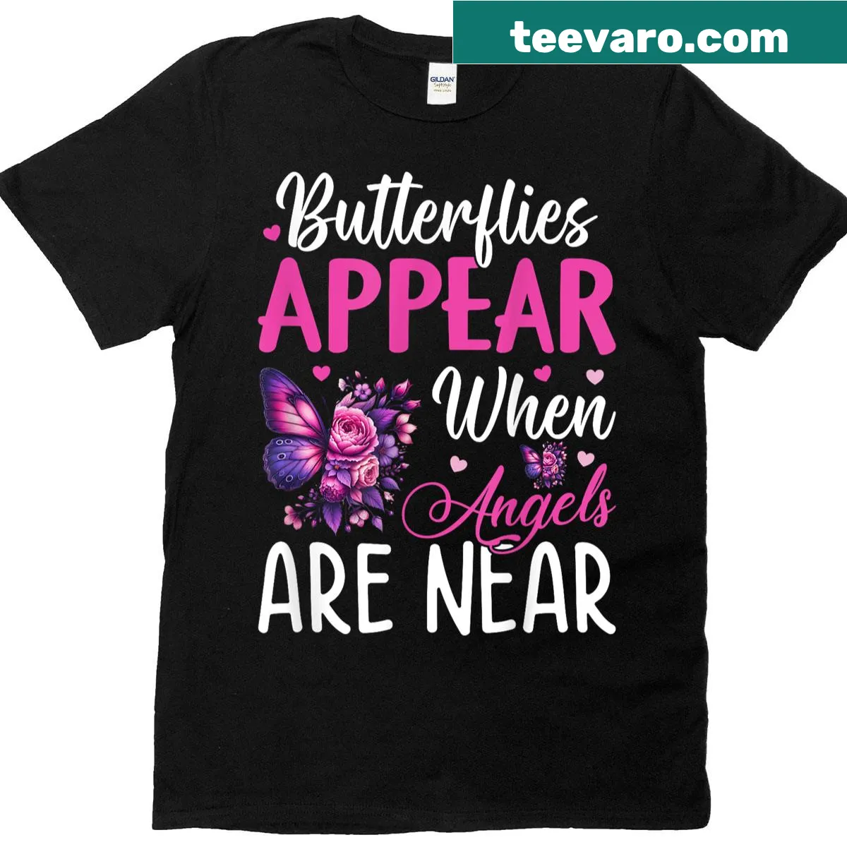 Inspirational t-shirt with elegant typography featuring a quote about angels. — on a men's t-shirt