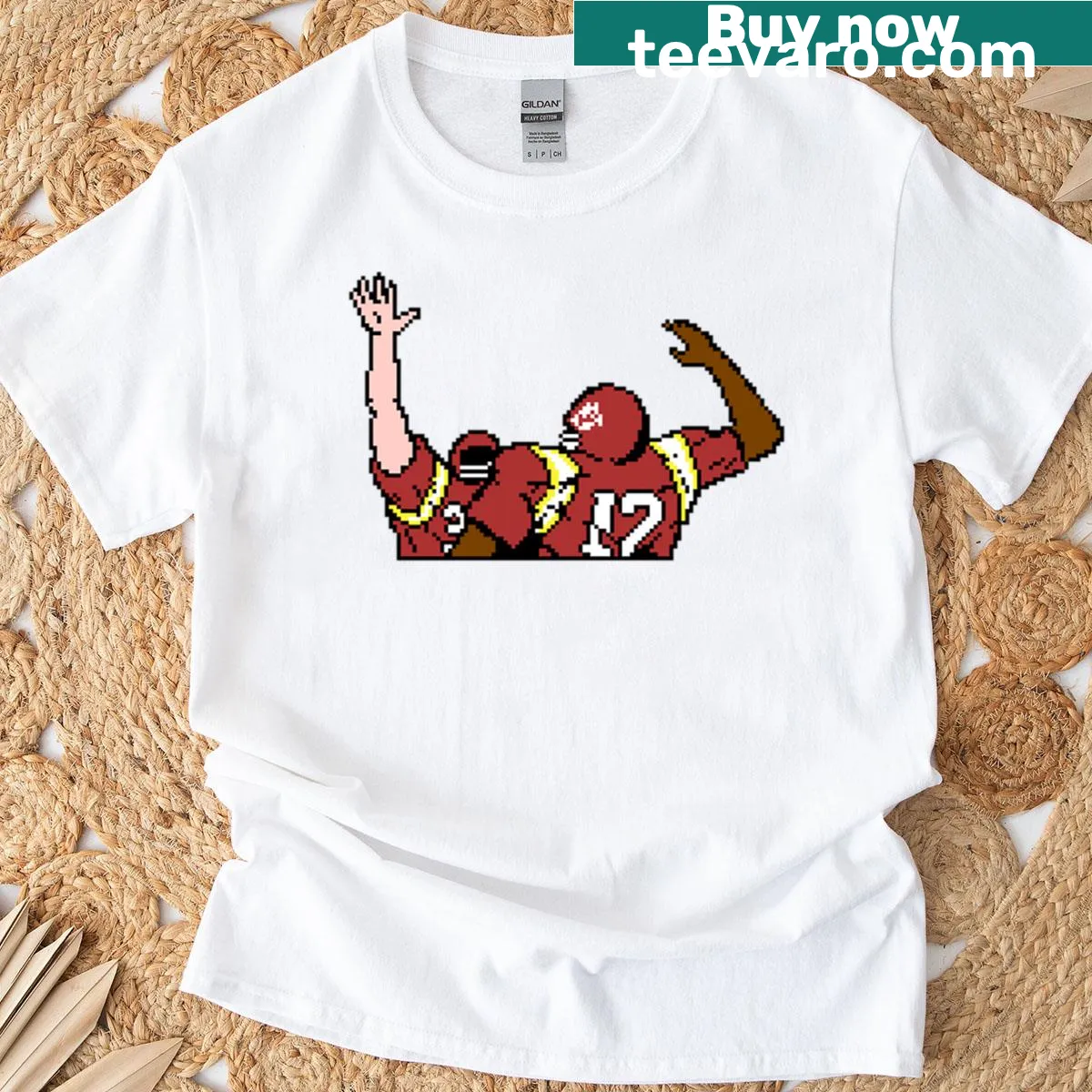 Vintage Chiefs touchdown celebration graphic t-shirt — on a men's t-shirt
