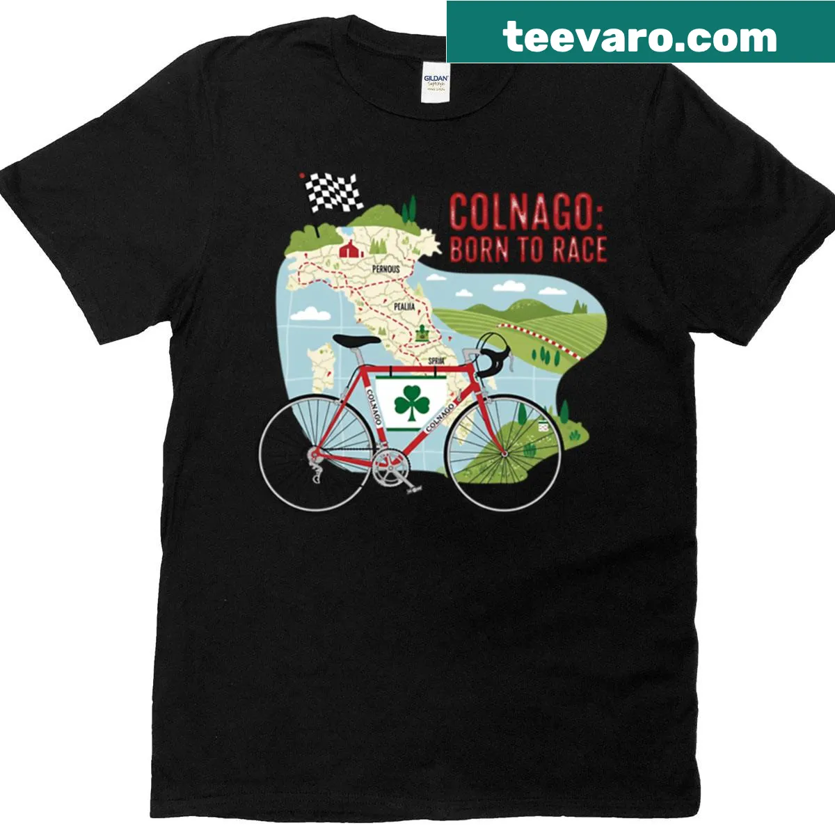 Illustration celebrating Italian bike culture on a t-shirt — on a men's t-shirt