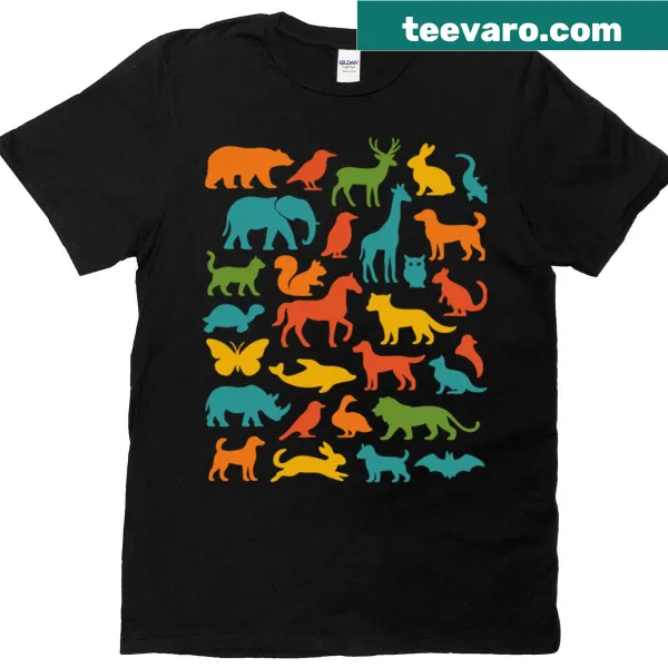 Graphic T-shirt with cute cartoon wild animals design
