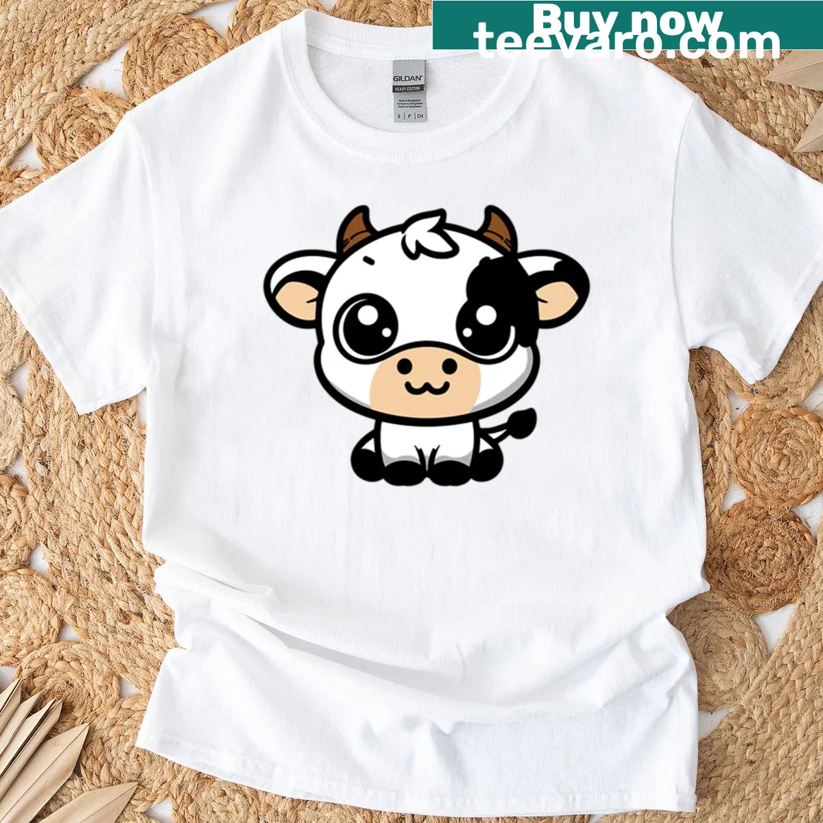 Adorable cow illustration on a T-shirt — on a men's t-shirt