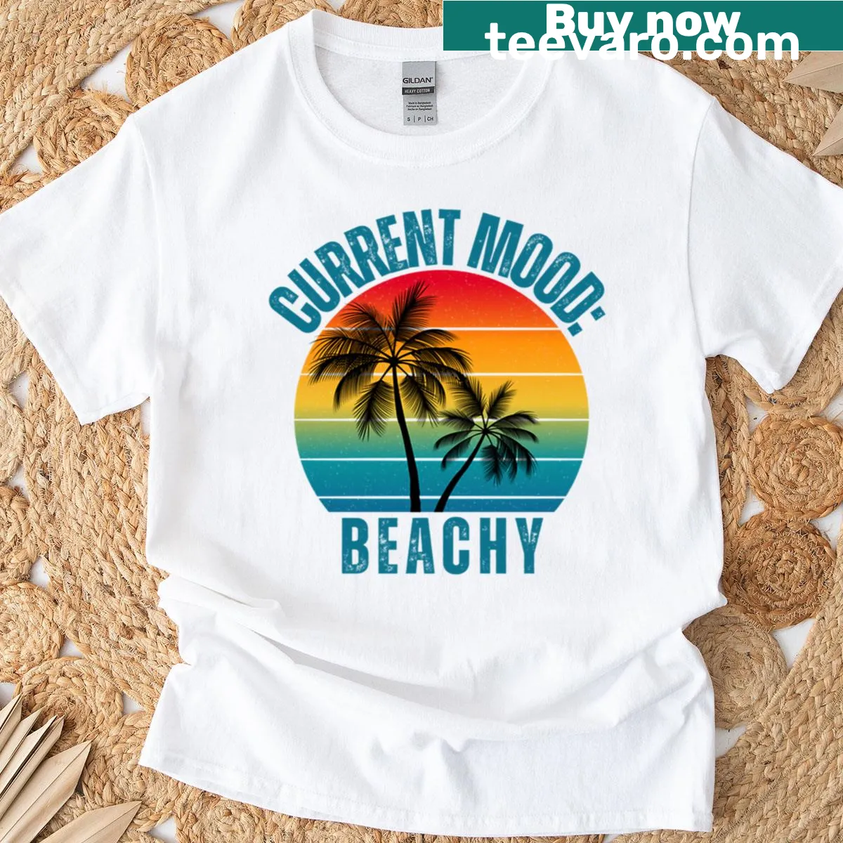 Sarcastic beach-themed graphic on a T-shirt — on a men's t-shirt
