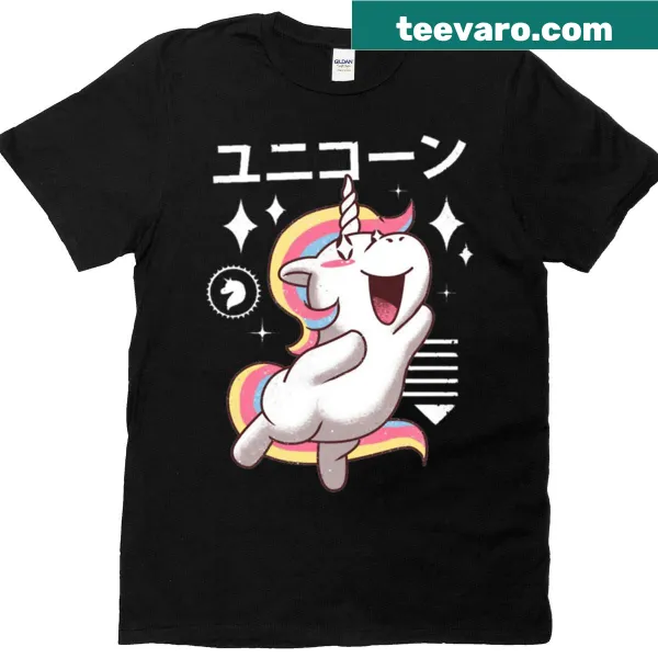 Cute kawaii unicorn t-shirt with magical design