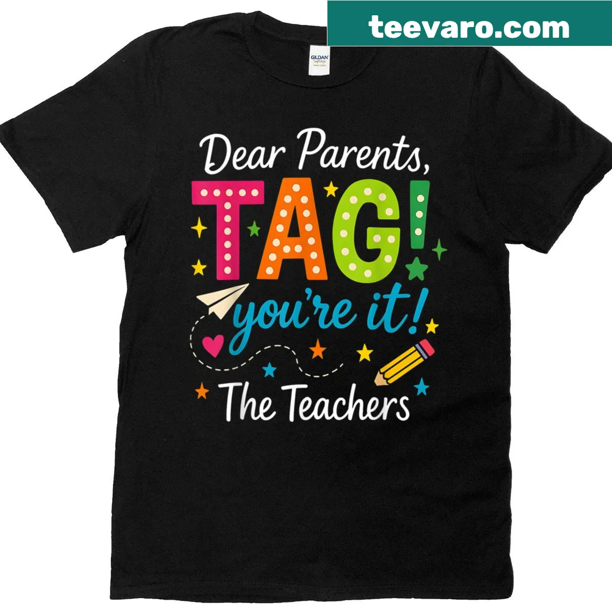 Heartwarming Dear Parents Tag Youre It text on a t-shirt — on a men's t-shirt